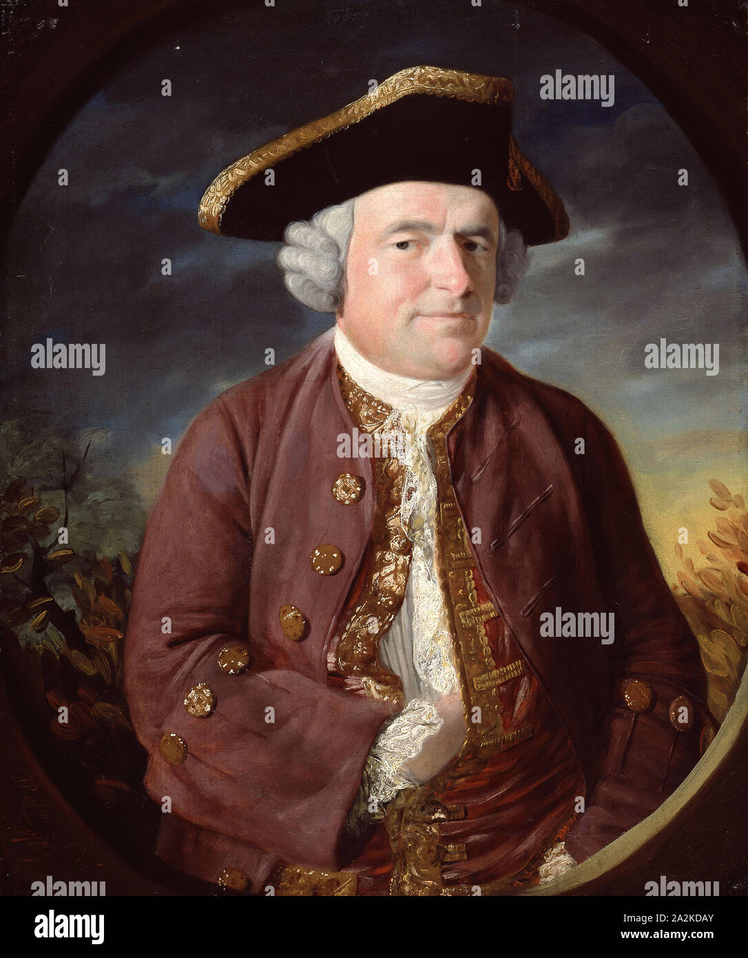 Portrait of a Man in a Tricorn Hat, 1767, John Russell, British, 1745-1806, England, Oil on canvas, 76 × 64 cm (29 7/8 × 25 3/16 in Stock Photo