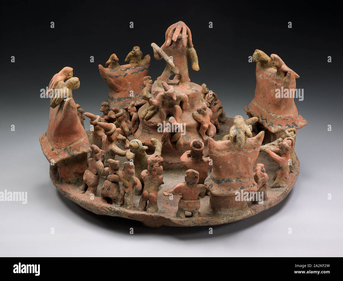 Model Depicting a Ritual Center, A.D. 100/800, Nayarit, Ixtlán del Río, Nayarit, Mexico, Nayarit state, Ceramic and pigment, 33 × 47 cm (13 × 18 1/2 in Stock Photo