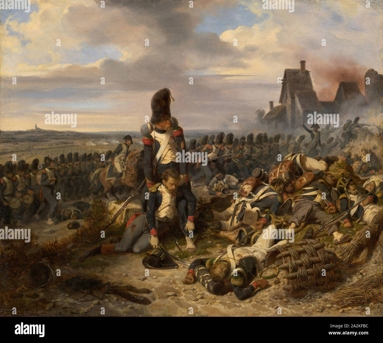 Battle Scene, c. 1825, Joseph Louis Hippolyte Bellangé, French, 1800-1866, France, Oil on canvas, 15 × 17 1/4 in. (38.1 × 48.3 cm Stock Photo