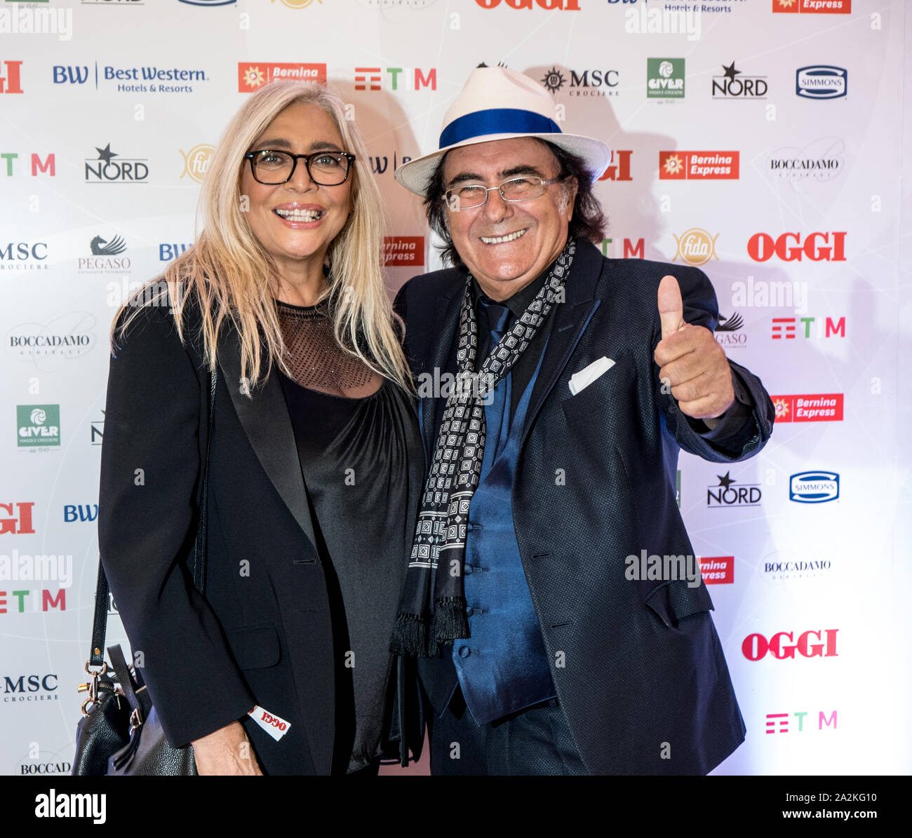 Mara Venier and Albano Carrisi attend the OGGI magazine's birthday party, at Principe di Savoia Hotel in Milano Stock Photo