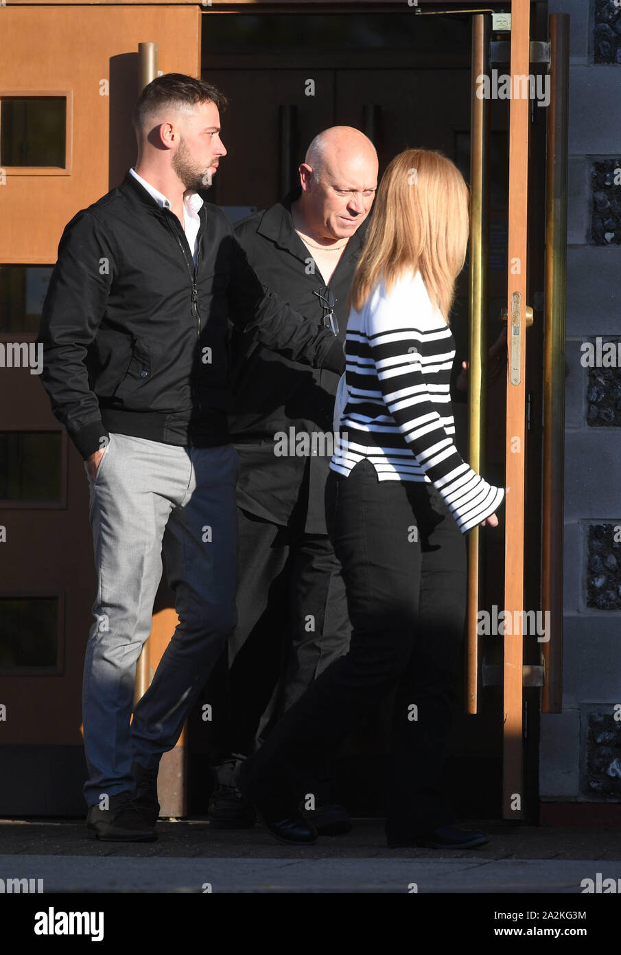 Andrew Griggs (centre), 56, denies killing his pregnant wife Debbie Griggs, 34, on May 5 1999.Her body was never found. Out on bail he is seen here leaving Canterbury Crown Court. ... Griggs on trial ... 02-10-2019 ... Canterbury ... UK ... Photo credit should read: Kirsty O'Connor/PA Wire. Unique Reference No. 45776466 ... Picture date: Wednesday October 2, 2019. See PA story COURTS Griggs. Photo credit should read: Kirsty O'Connor/PA Wire Stock Photo