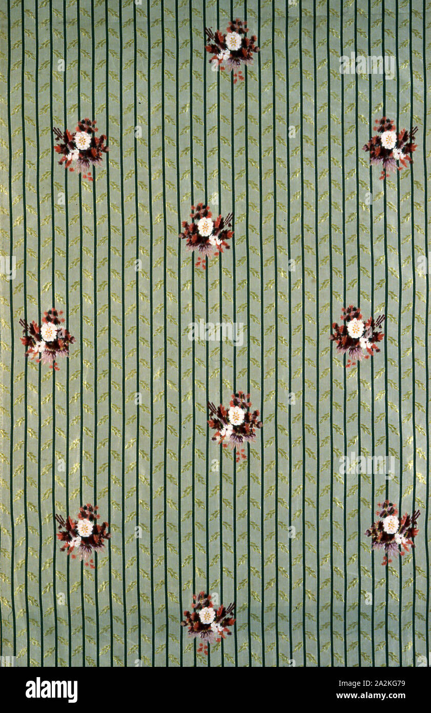 Panel, c. 1770, England, Spitalfields, Spitalfields, Silk, plain weave with patterning warps and patterning and brocading wefts, 113.3 x 50.5 cm (44 5/8 x 19 7/8 in Stock Photo
