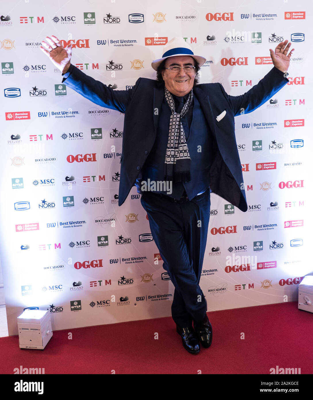 Singer Albano Carrisi attends the OGGI magazine's birthday party, at Principe di Savoia Hotel in Milano Stock Photo