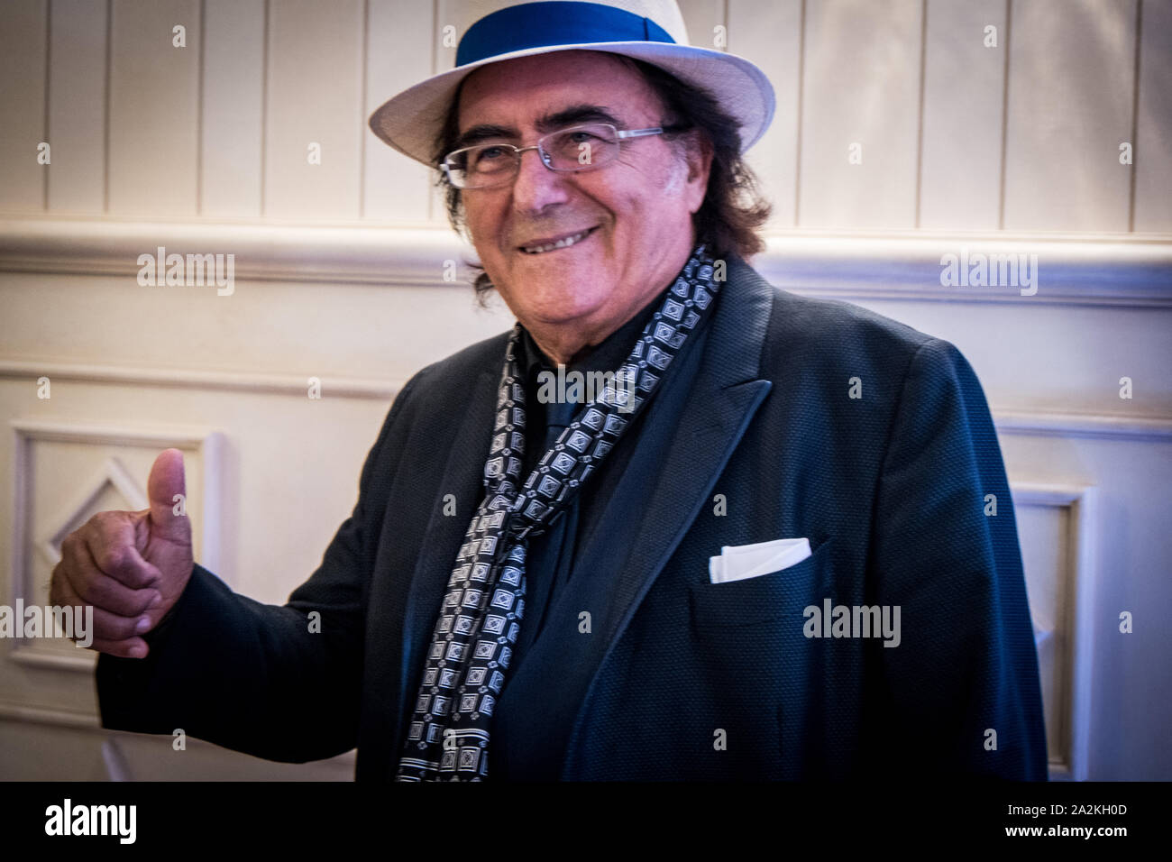 Singer Albano Carrisi attends the OGGI magazine's birthday party, at Principe di Savoia Hotel in Milano Stock Photo