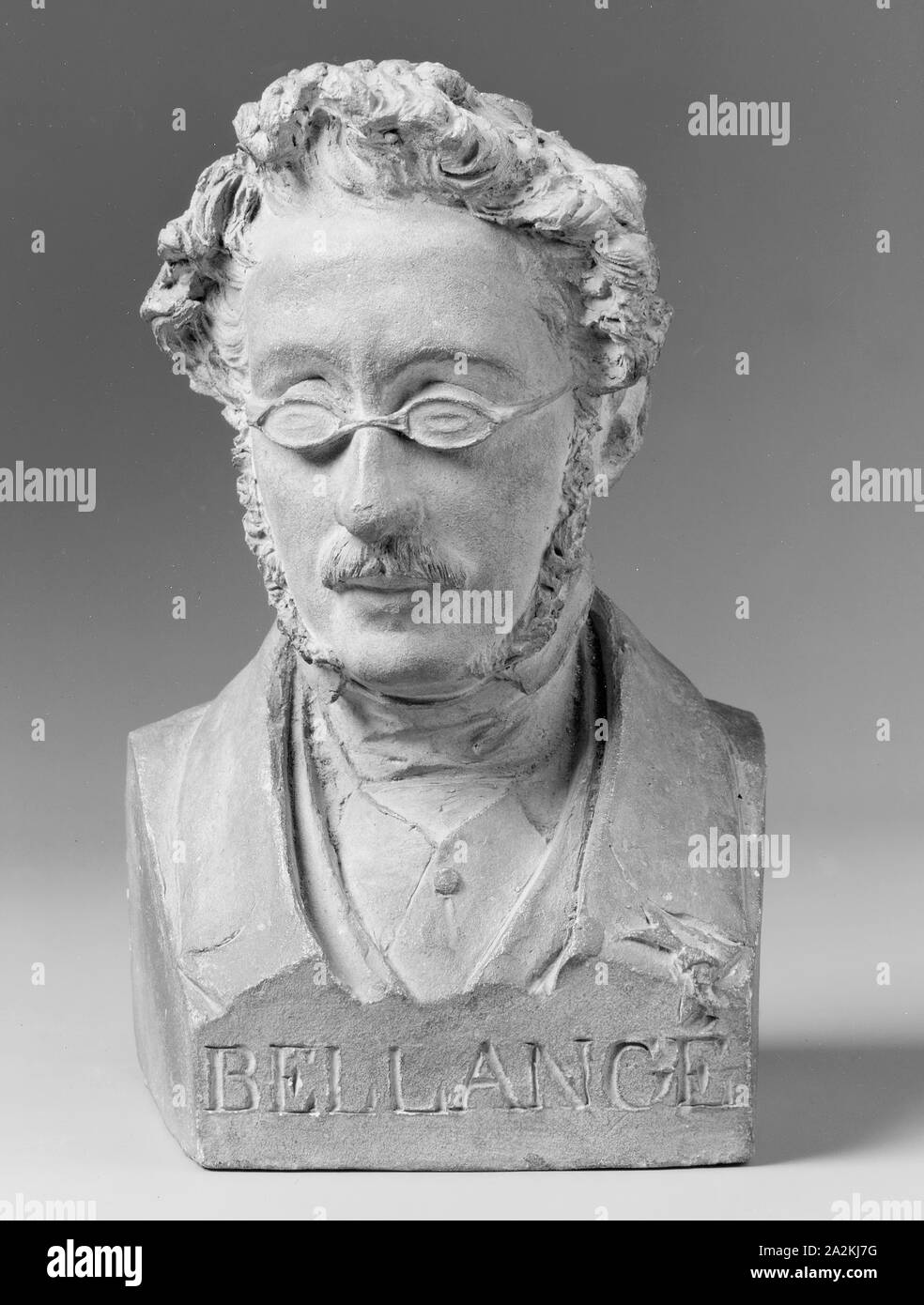 Portrait Bust of Joseph-Louis-Hippolyte Bellange, 1847, Jean-Pierre Dantan, French, 1800-1869, France, Terracotta, 19.7 × 12.1 × 10.5 cm (7 3/4 × 4 3/4 × 4 1/8 in Stock Photo