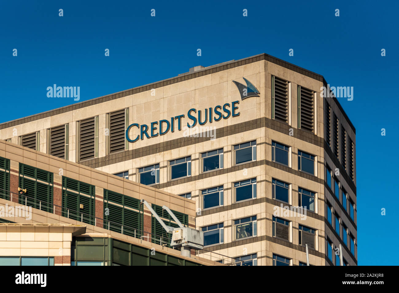 Credit Suisse Canary Wharf London UK. Credit Suisse Group AG London. Stock Photo