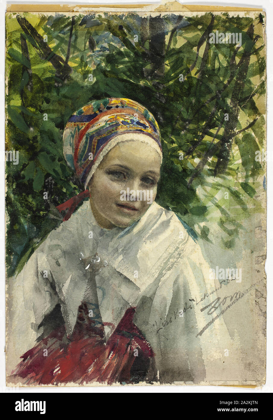 Portrait of a Girl, 1883, Anders Zorn, Swedish, 1860-1920, Sweden, Watercolor and graphite on ivory wove paper, 254 x 177 mm Stock Photo