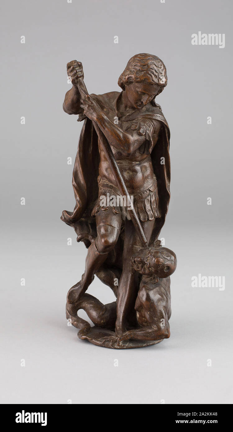 Archangel Michael Overcoming the Devil, c. 1550, French, French, Wood, H: 27.9 cm (11 in Stock Photo