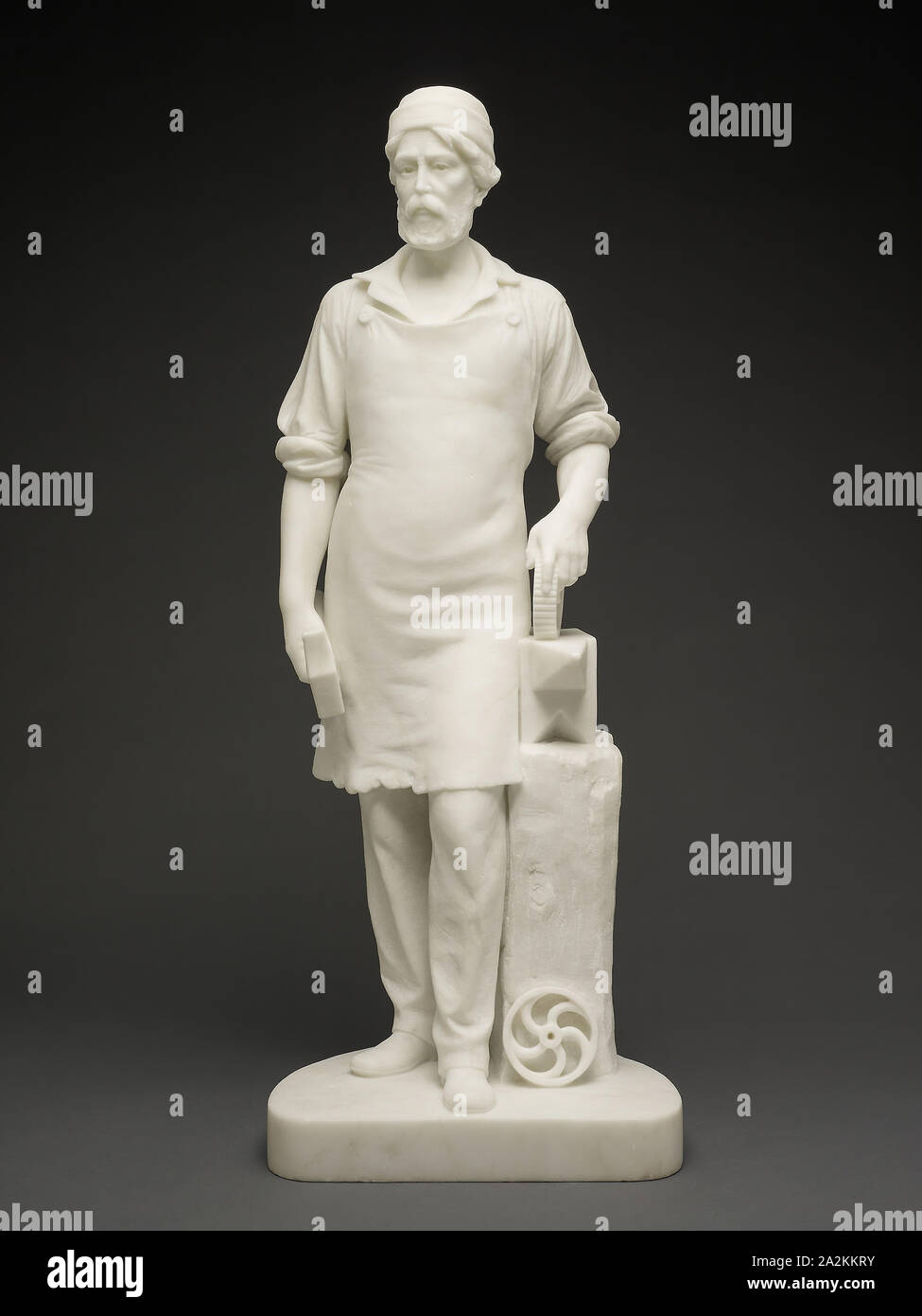 Machinist, c. 1859, Emma Stebbins, American, 1815–1882, United States, Marble, 74.9 × 29.2 × 29.2 cm (29 1/2 × 11 1/2 × 11 1/2 in Stock Photo