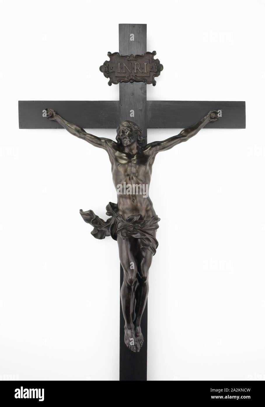 Crucifix, c. 1646, Alessandro Algardi, Italian, 1598—1654, Italy, Bronze, pearwood with ebonizing and staining, Crucifi×: 188.9 × 75.6 cm (74 × 30 in Stock Photo