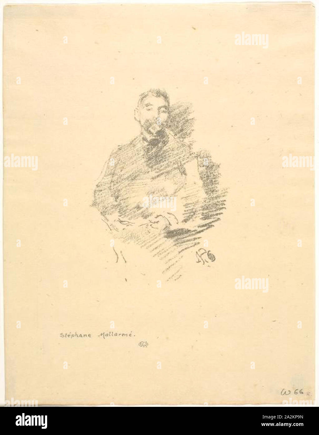 Stéphane Mallarmé, 1892, James McNeill Whistler, American, 1834-1903, United States, Lithograph on cream laid paper, 100 x 73 mm (image), 200 x 155 mm (sheet Stock Photo