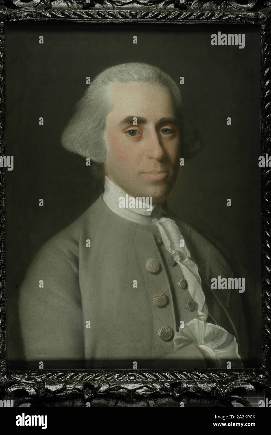 Henry Hill, c. 1765/70, John Singleton Copley, American, 1738–1815, United States, Pastel on brown paper laid down on canvas, linen or board, 61 × 45.7 cm (24 × 18 in., 580 × 433 mm), 580 × 433 mm (sight Stock Photo