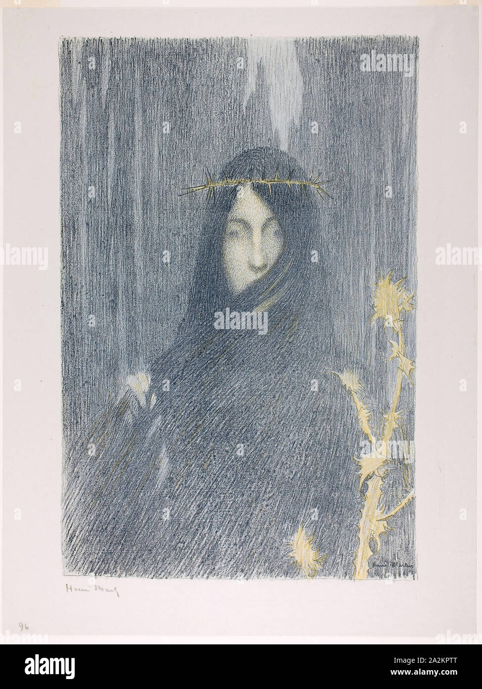 Silence, 1894/97, Henri Martin (French, 1860-1943), published by Ambroise Vollard (French 1867-1939), France, Color transfer lithograph from three stones on grayish-ivory China paper, 492 × 325 mm (image), 570 × 430 mm (sheet Stock Photo