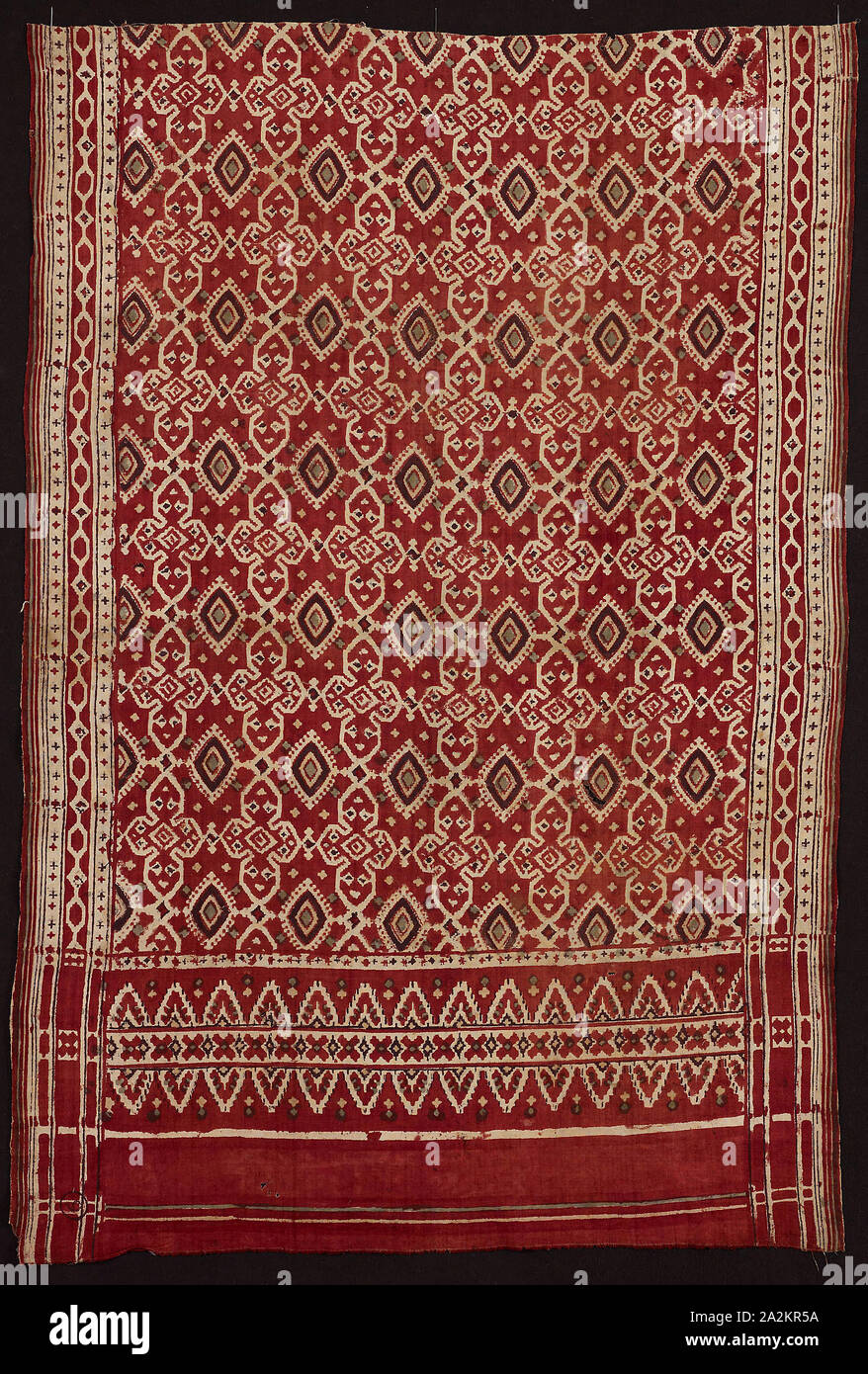 Heirloom Textile (sarasa), 18th century, India, Gujarat, India, Cotton, plain weave, block-printed mordant and resist-dyed, painted, 146 x 97.9 cm (57 1/2 x 38 1/2 in Stock Photo