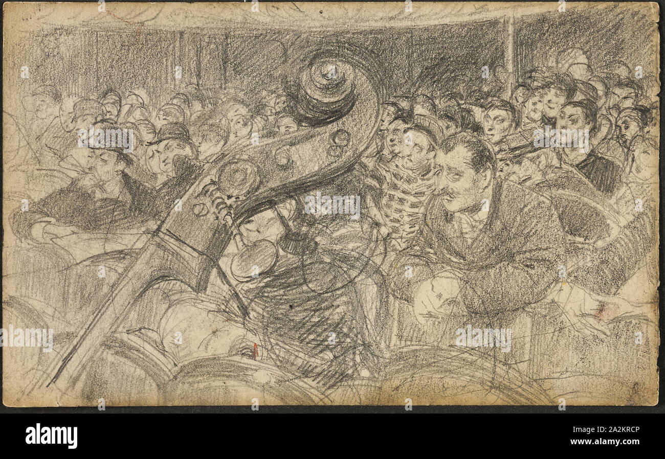 Audience at a Parisian Theatre II, c. 1885, Giovanni Boldini, Italian, 1842-1931, Italy, Graphite on cream wove paper, 92 x 150 mm Stock Photo