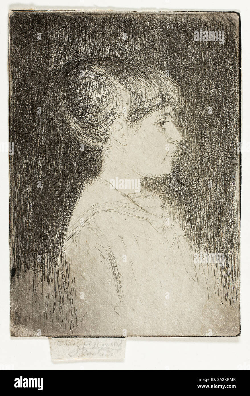 Jeanette, June 1887, 1887, Theodore Roussel, French, worked in England, 1847-1926, England, Etching in black on ivory wove paper, 89 × 63 mm (image/plate), 95 × 63 mm (sheet Stock Photo