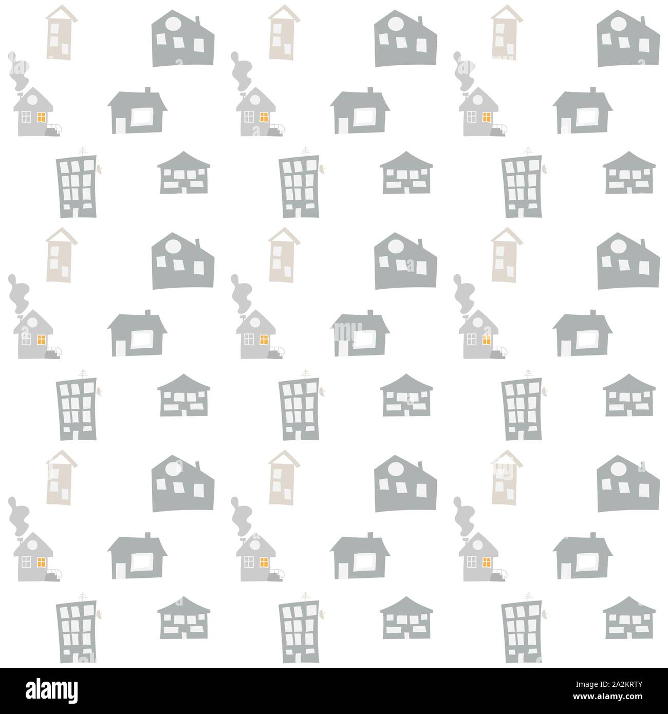 Scandinavian vector seamless pattern with hand drawn doodle houses ...
