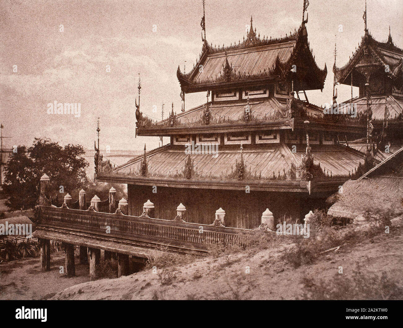 No. 8. Ye-nan-gyoung [Yenangyaung]. Kyoung., 1855, Linnaeus Tripe, English, 1822–1902, England, Salted paper print, from the album 'Views of Burma' (1856), 26.0 × 34.8 cm (image/paper), 45.6 × 58.3 cm (mount Stock Photo