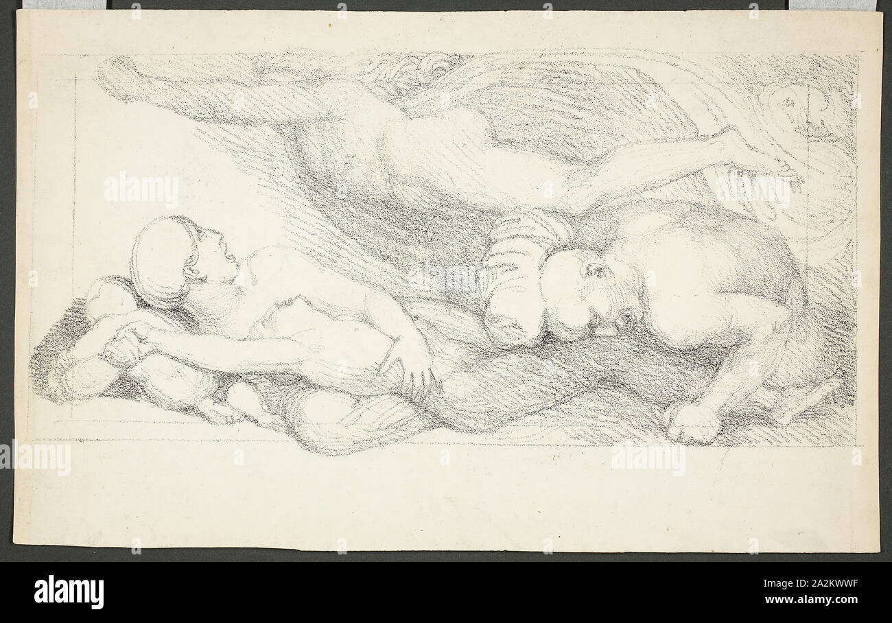 Figures, c. 1817, John Flaxman, English, 1755-1826, England, Lithograph on ivory wove paper, 285 × 178 mm Stock Photo
