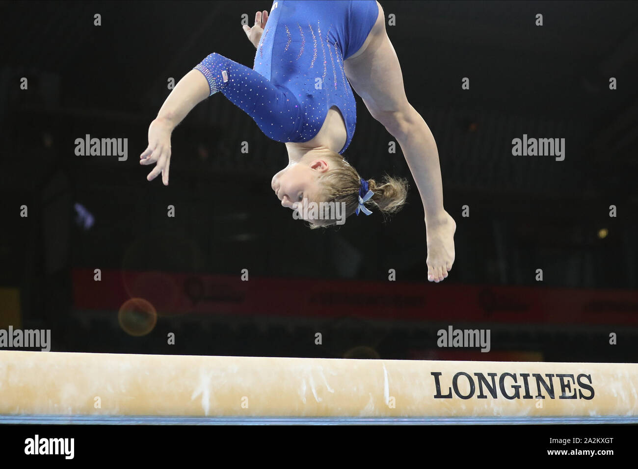 October 1, 2019: Gymnast Jade Carey from the USA during the podium ...