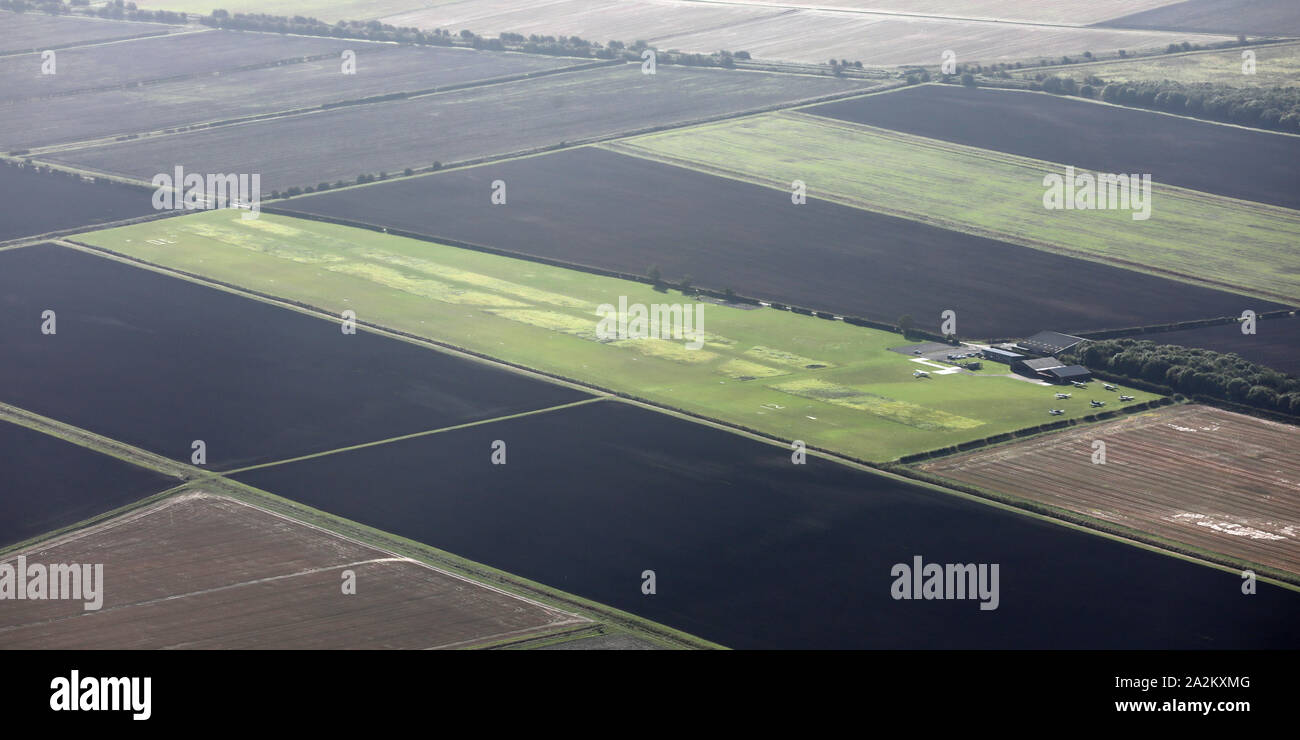 aerial view of Beverley Airfield, Leven, East Yorkshire, UK Stock Photo