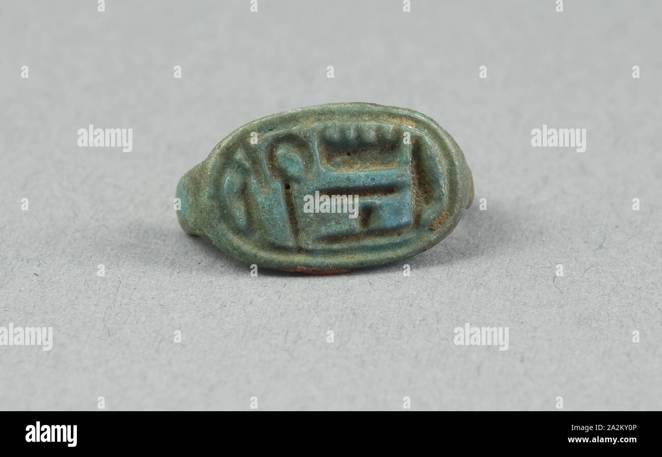 Ring: Amenhotep (III), Ruler of Thebes, New Kingdom, Dynasty 18, reign of Amunhotep III (about 1390–1352 BC), Egyptian, Egypt, Faience, H. 1.1 cm (7/16 in.), diam. 2.2 cm ( 7/8 in Stock Photo