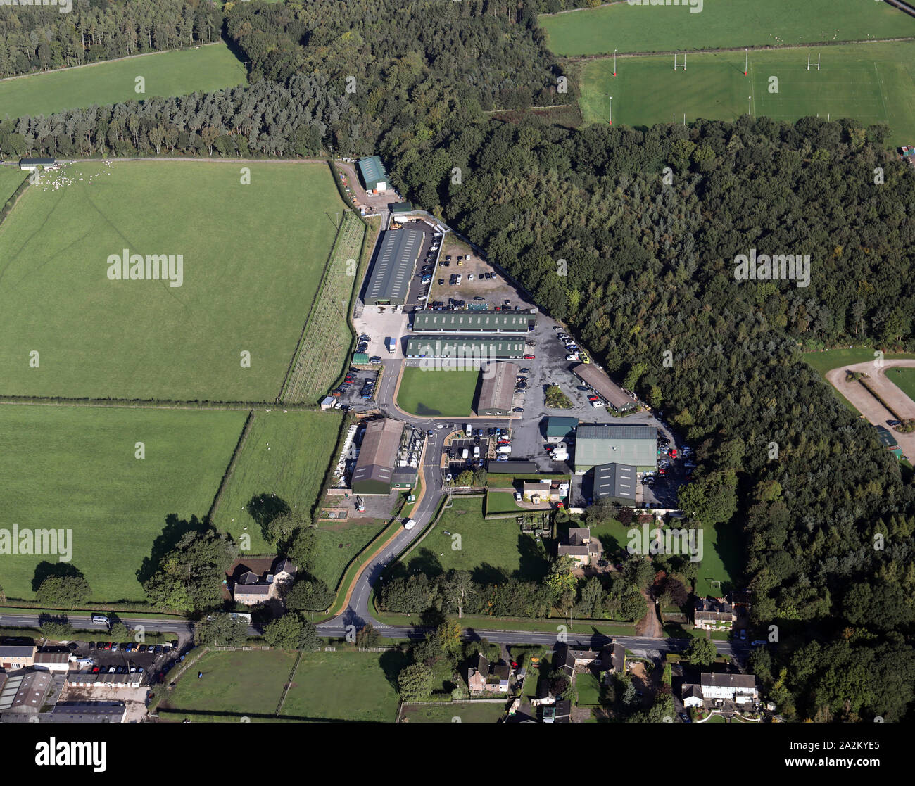 aerial view of Follifoot Ridge Business Park, Harrogate, North Yorkshire, UK Stock Photo