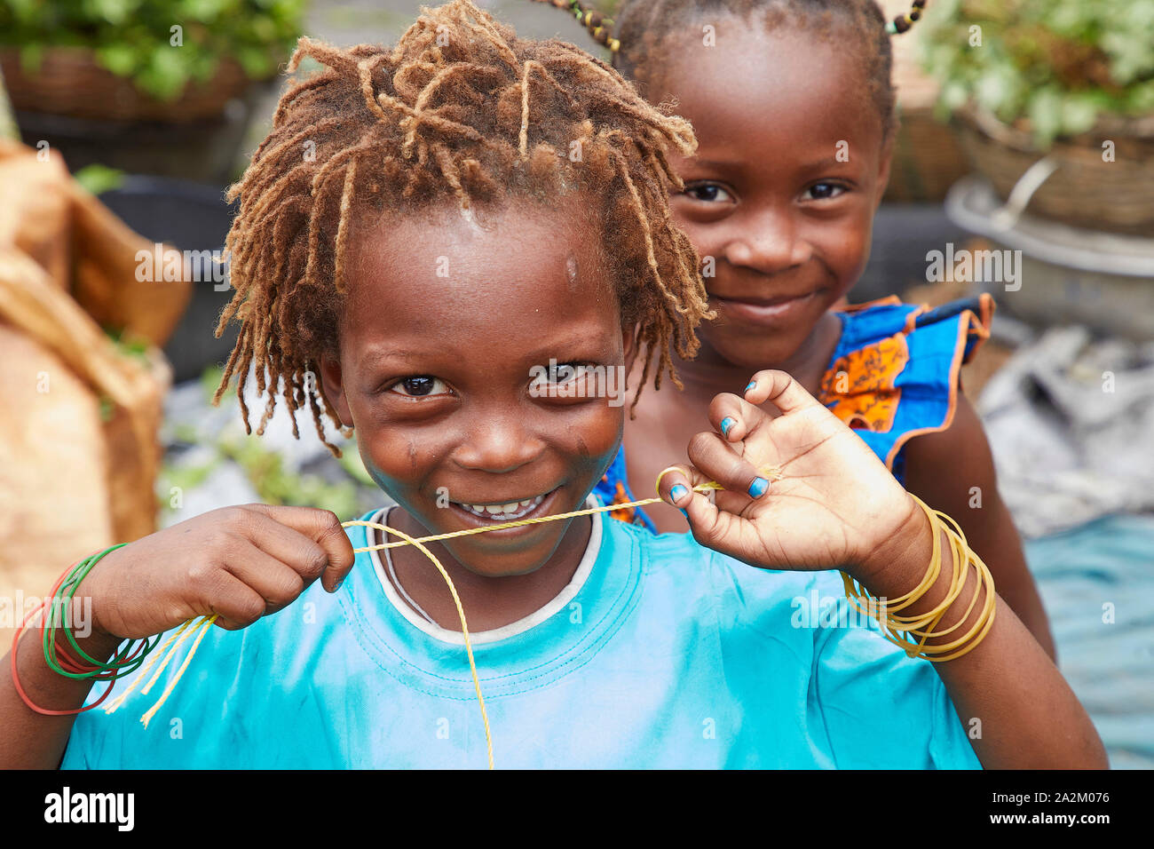 Benin Cotonou People child on the street 27-6-2018 photo Jaco Klamer Stock Photo