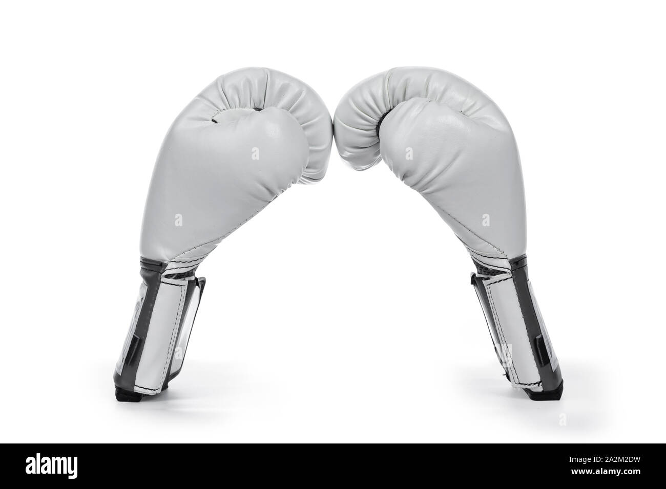 Side view of white leather boxing gloves. Isolated on white background  Stock Photo - Alamy