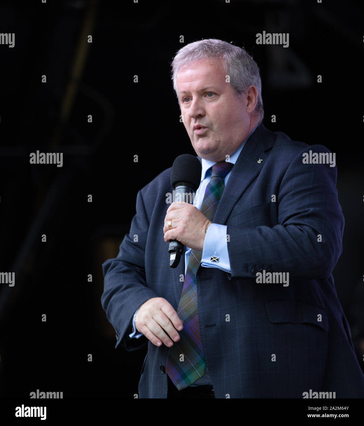 London, UK. 4th September 2019. Ian Blackford MP, British politician, leader of the Westminster SNP (Scottish National Party), at an anti-Brexit rally on Parliament Square, London. Credit: Joe Kuis / Alamy News and reportage Stock Photo