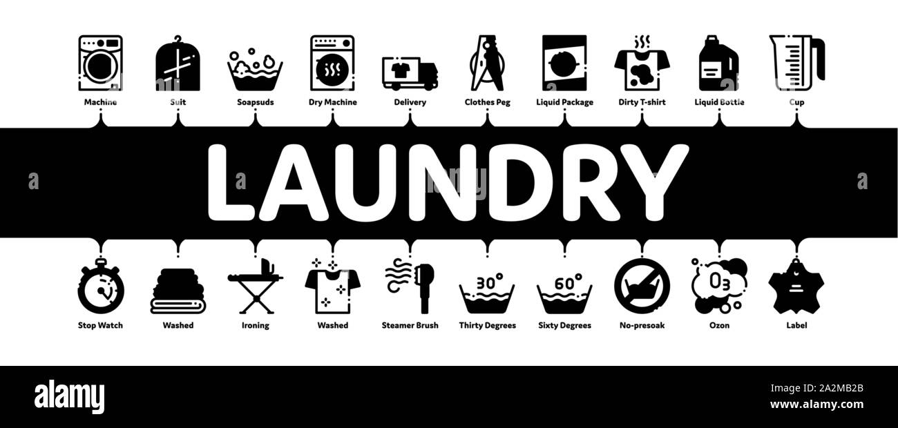 Laundry Service Minimal Infographic Banner Vector Stock Vector