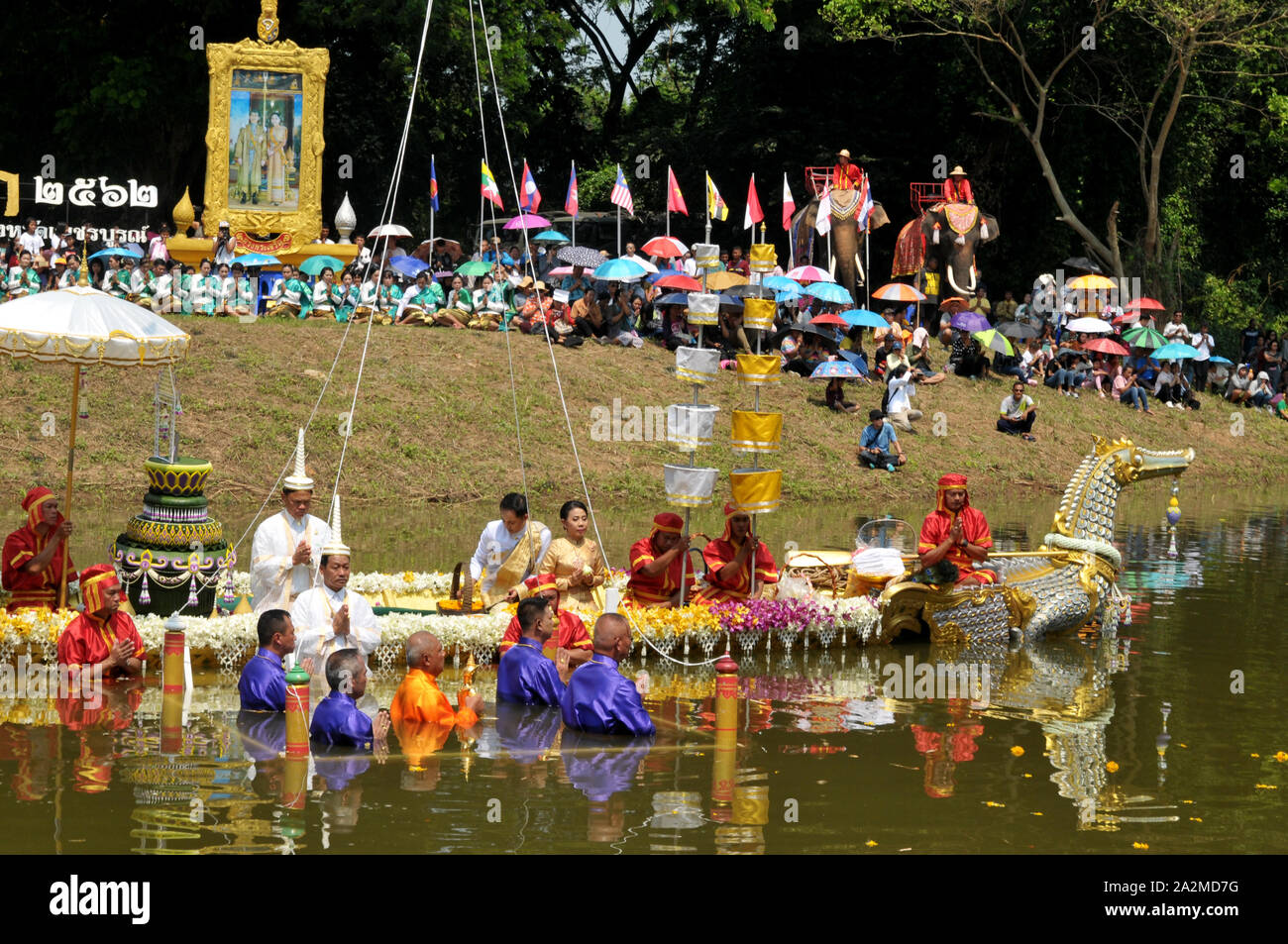 PHETCHABUN, THAILAND – 28  SEPTEMBER 2019 : Um Phra Dam Nam Ceremony , The Phetchabun Governor, representing all people, will carry the Buddha image a Stock Photo