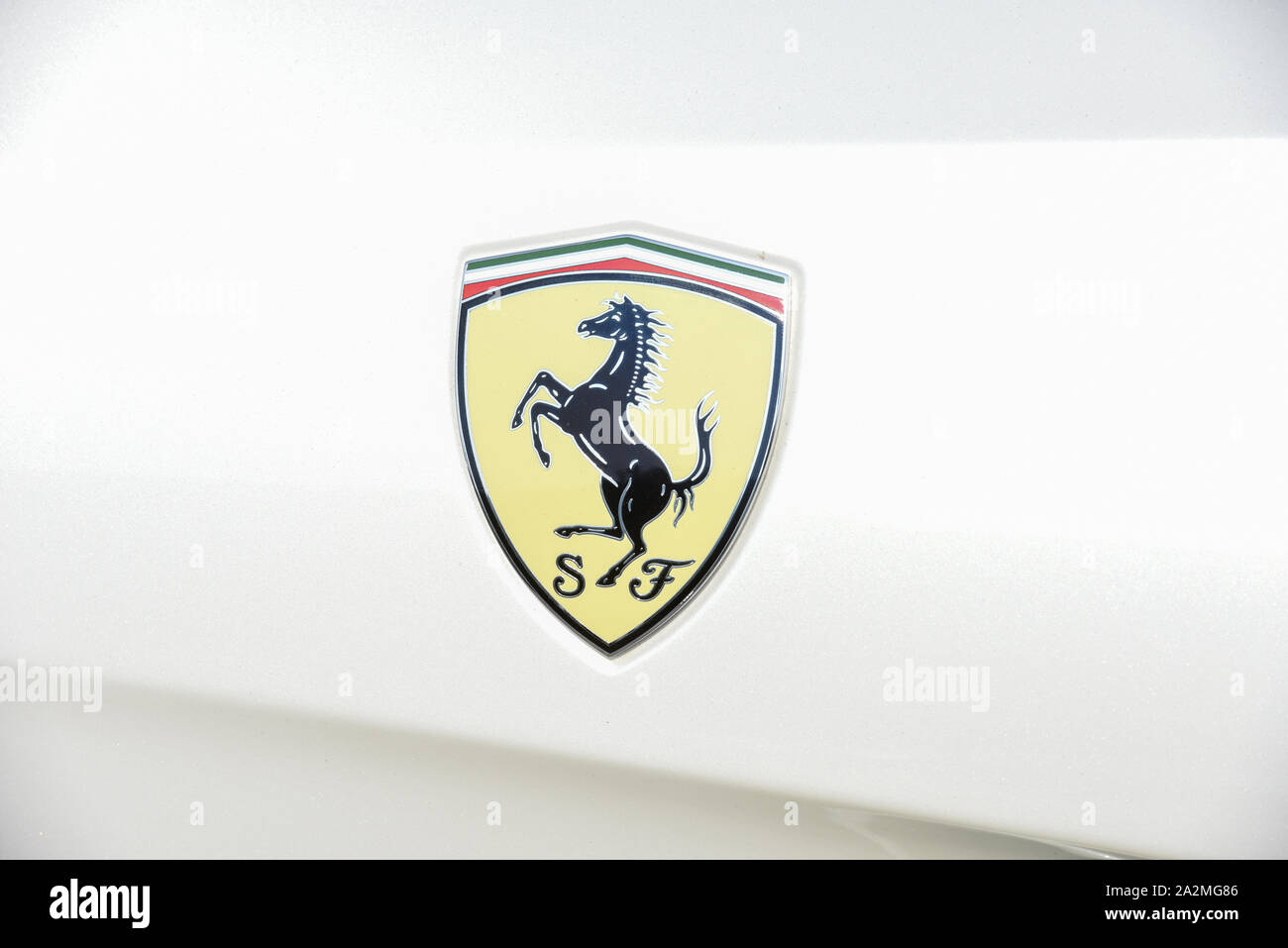 Lugano, Switzerland - 23 March 2010: Logo sign of Ferrari car dealer at Lugano on Switzerland Stock Photo