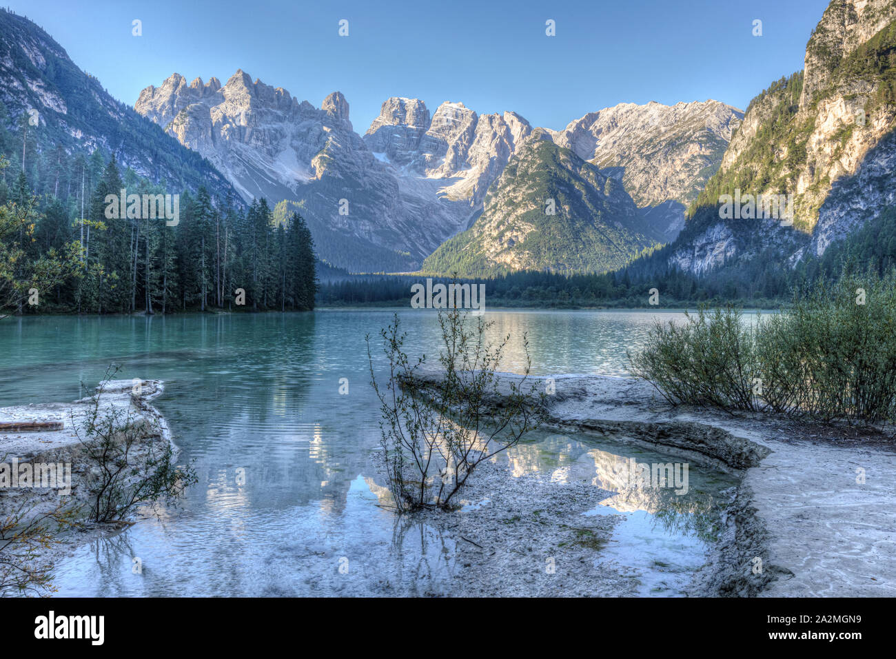 Lago di Landro, Dobbiaco, Trentio - Alto Adige, Italy, Europe Stock Photo