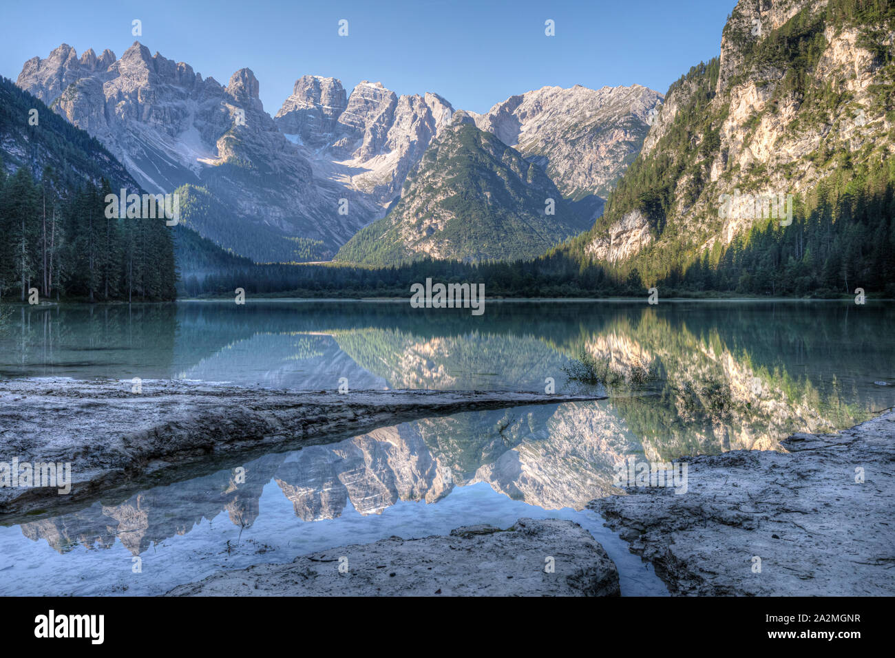 Lago di Landro, Dobbiaco, Trentio - Alto Adige, Italy, Europe Stock Photo