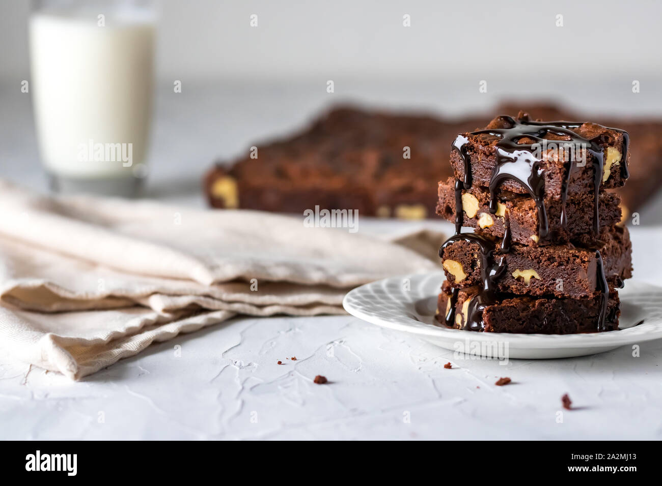 Chocolate brownie stack Stock Photo Alamy