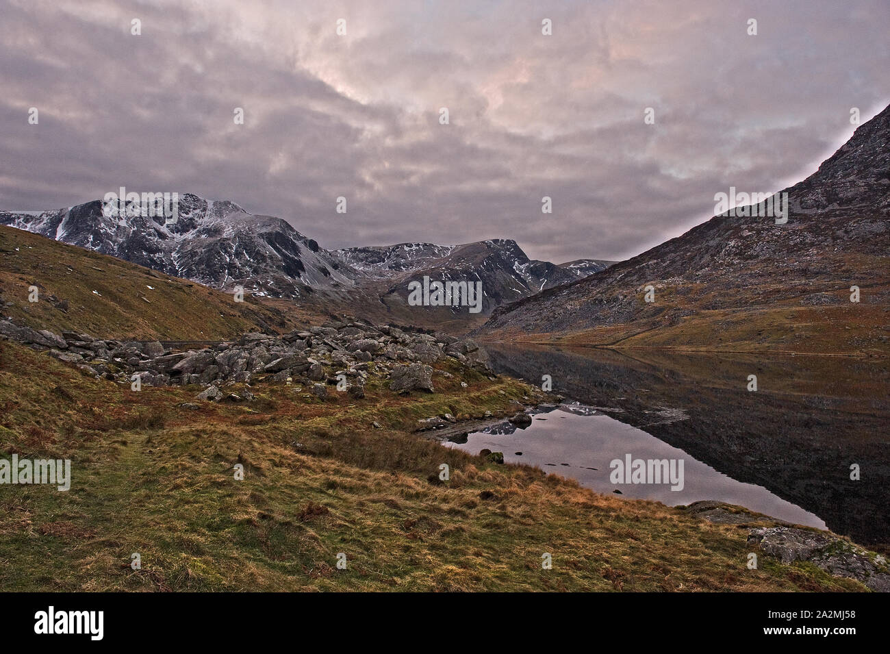 Snowdonia mountain range in winter. Stock Photo