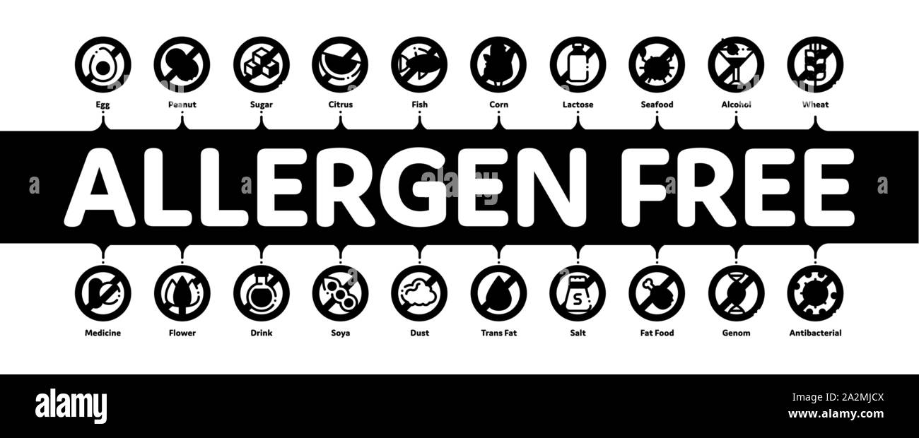 Allergen Free Products Minimal Infographic Banner Vector Stock Vector