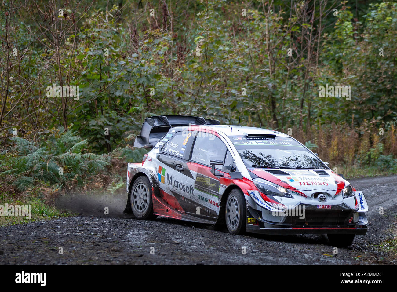Gwydir, Conwy, UK. 3rd Oct, 2019. WRC Wales Rally GB, Pre-event Shakedown; Toyota Gazoo Racing WRT driver Ott Tanak and co-driver Martin Jarveoja in their Toyota Yaris WRC Credit: Action Plus Sports/Alamy Live News Stock Photo