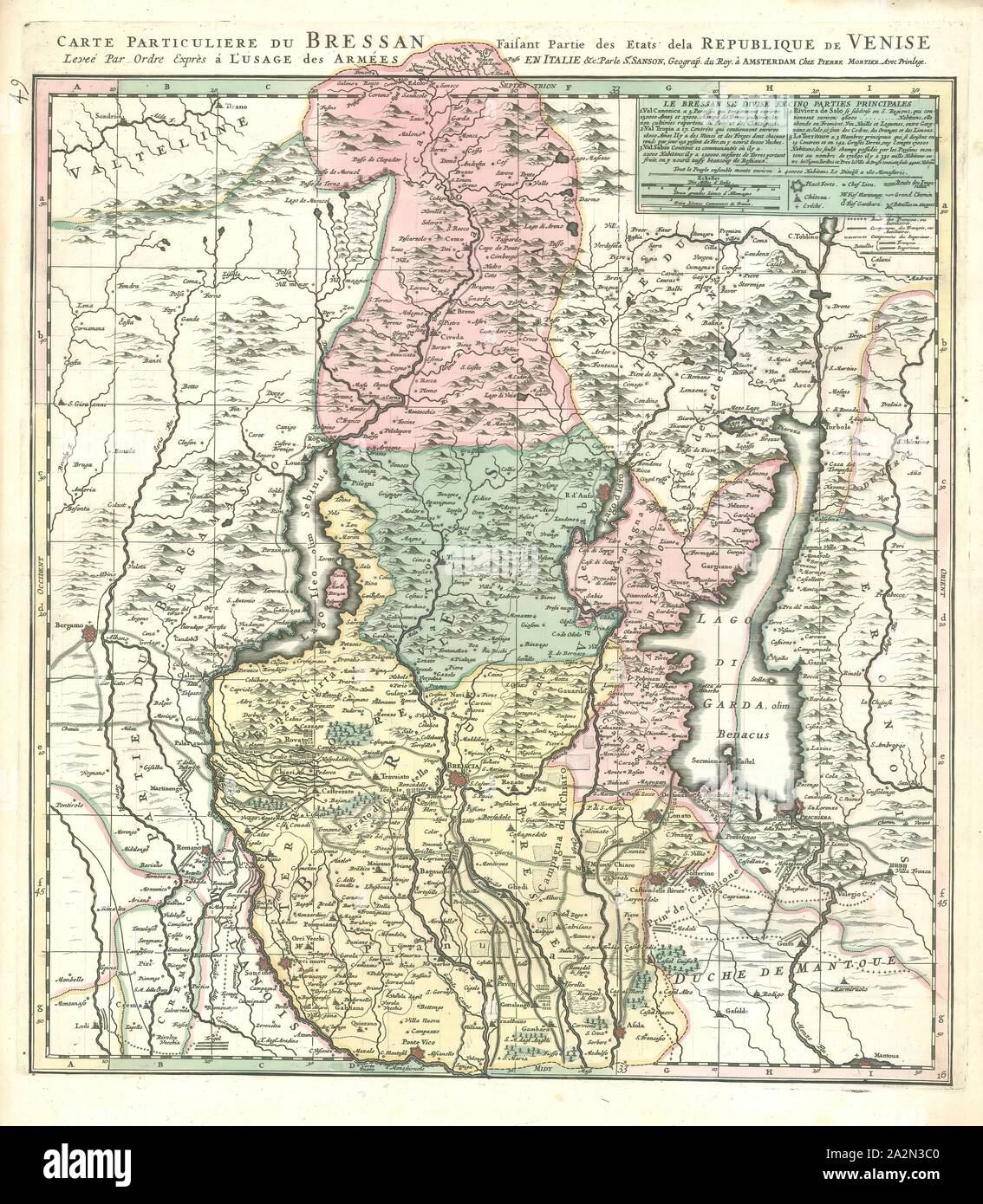 Map Carte Particuliere Du Bressan Faisant Partie Des Etats Dela Republique De Venise Guillaume Sanson 1703 Copperplate Print Stock Photo Alamy