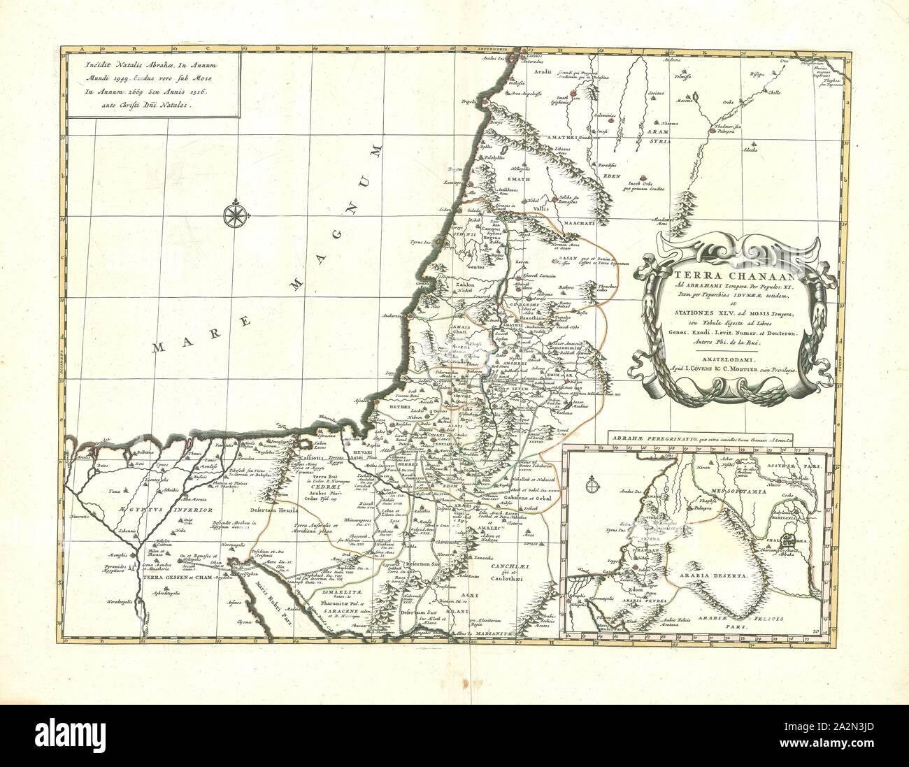 Map, Terra Chanaan ad Abrahami tempora. Per populos. XI, Philippe de La Rue (1651 fl.), Copperplate print Stock Photo