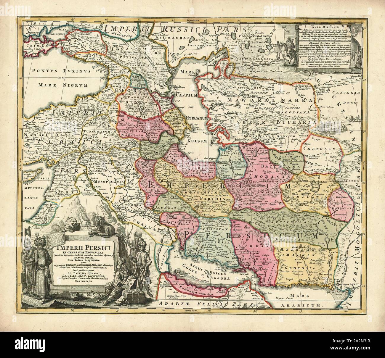 Map, Imperii Persici in omnes suas provincias ..., Copperplate print Stock Photo