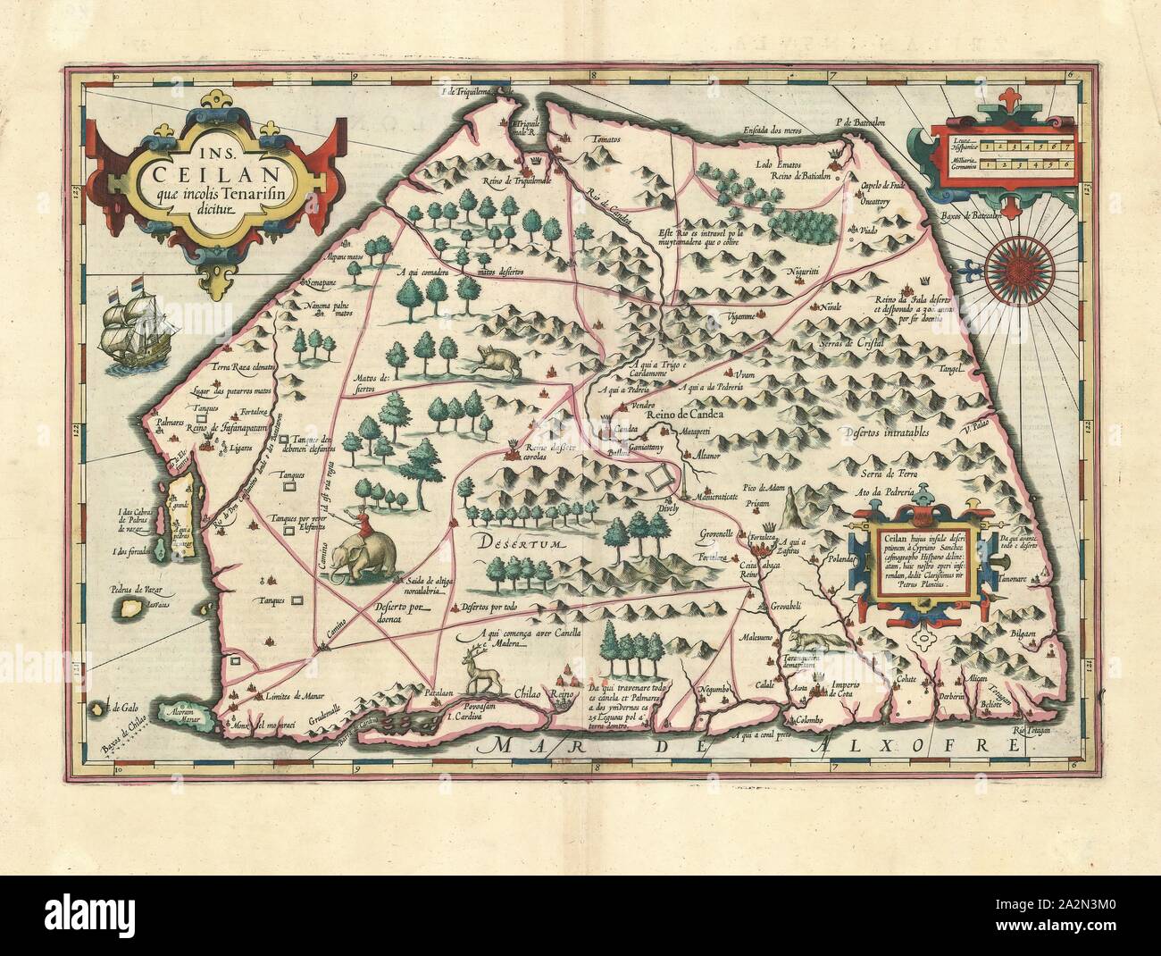 Map, Ins. Ceilan quæ incolis Tenarisin dicitur, Copperplate print Stock Photo