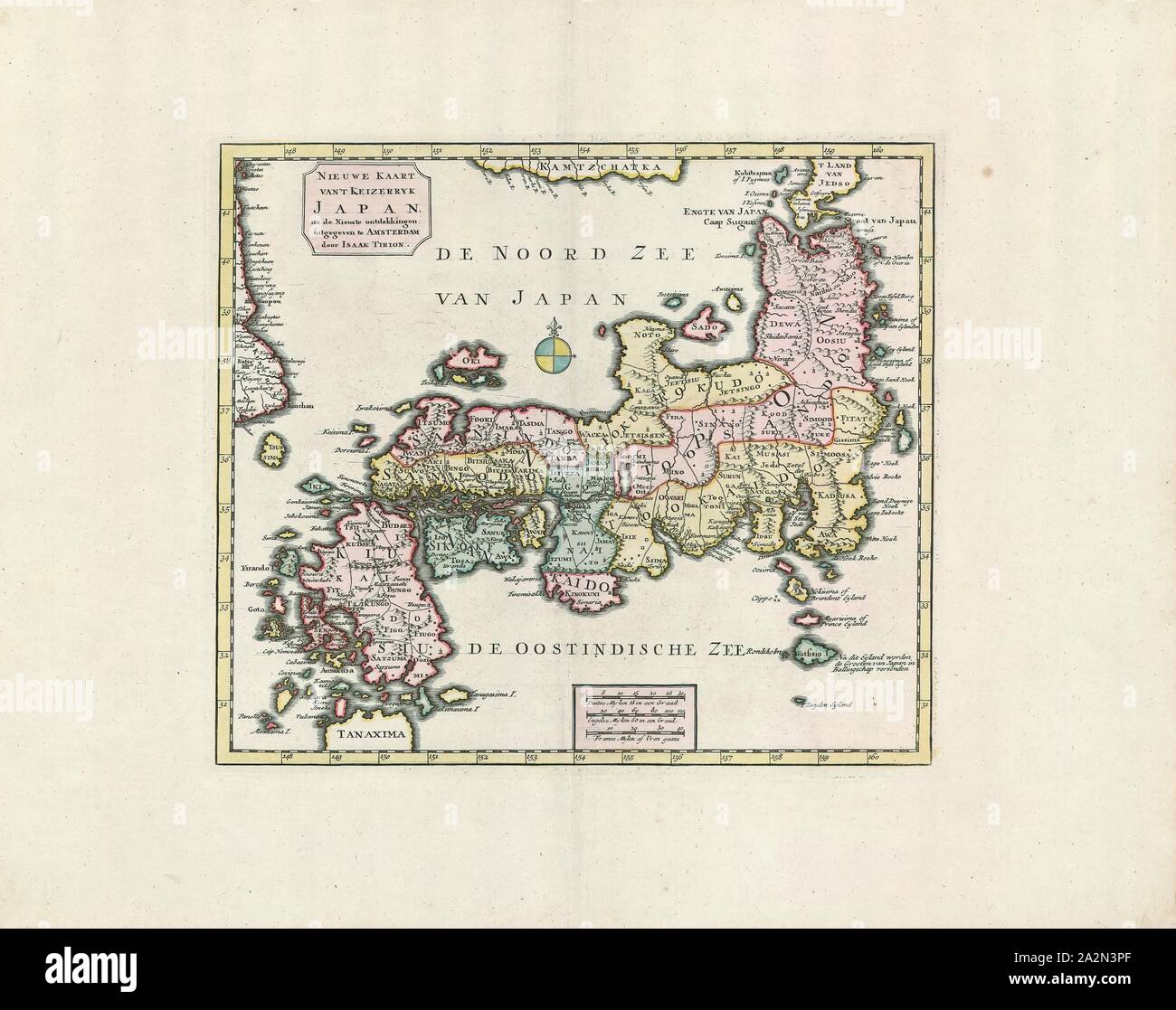 Map, Nieuwe kaart van 't Keizerryk Japan, na de nieuste ontdekkingen, Copperplate print Stock Photo