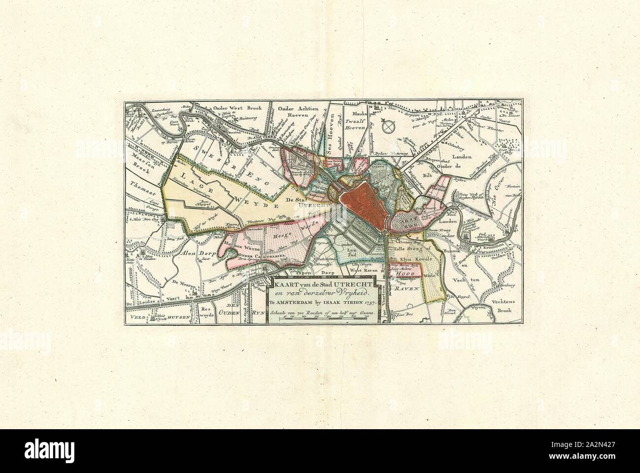 Map, Kaart van de stad Utrecht en van derzelver vryheid, Copperplate print Stock Photo