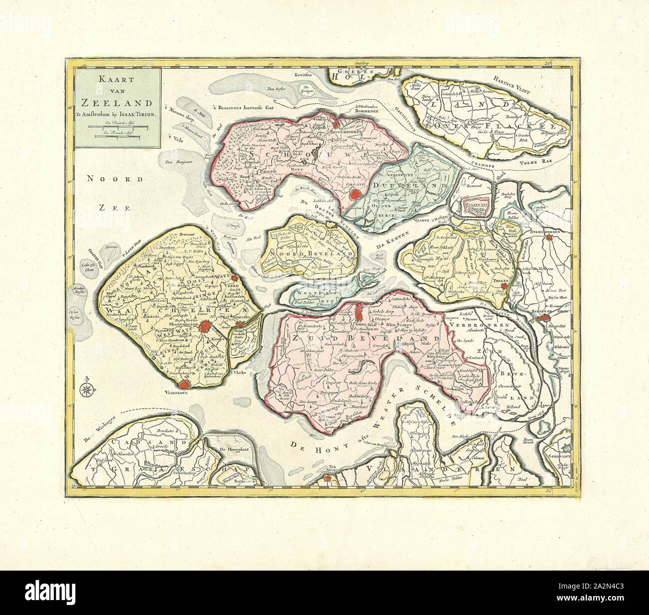 Map, Kaart van Zeeland, Copperplate print Stock Photo