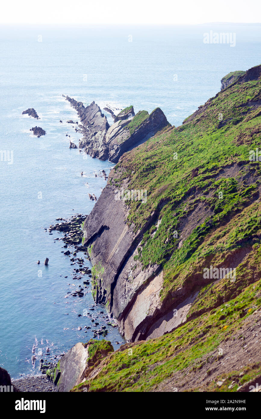 rocky jagged coastline and cliffs in county kerry ireland on the wild atlantic way Stock Photo