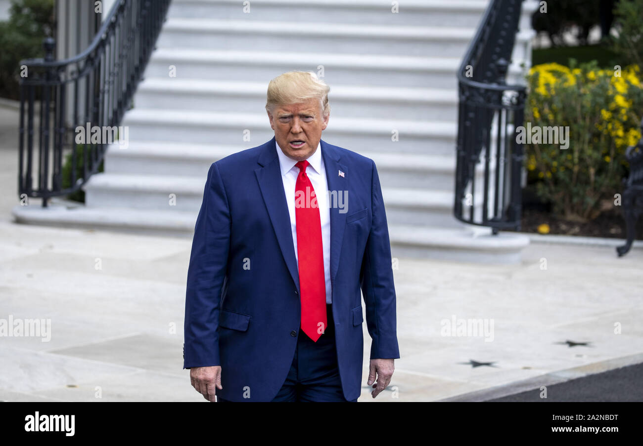 Washington, United States. 03rd Oct, 2019. President Donald Trump walks out of the White House in Washington, DC on Thursday, October 3, 2019. President trump is to deliver remarks and to sign an Executive Order Protecting and Improving Medicare for our Nation's Seniors. Photo by Tasos Katopodis/UPI Credit: UPI/Alamy Live News Stock Photo