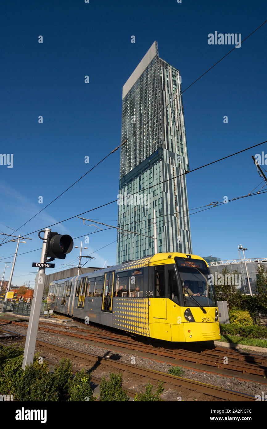 Manchester Metro Light Raikway System - Deansgate. Stock Photo