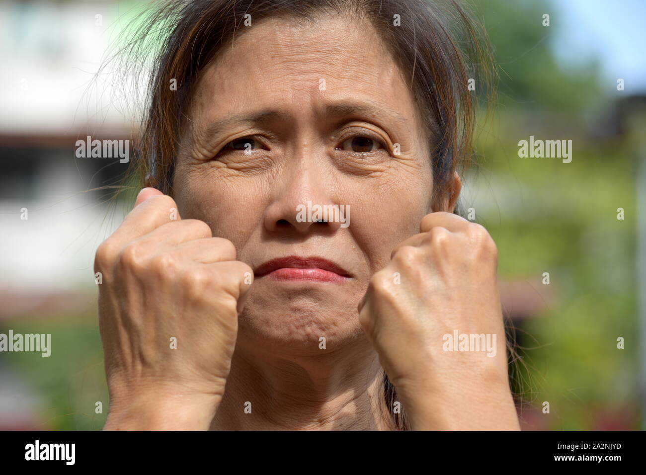 An Upset Female Senior Gramma Stock Photo